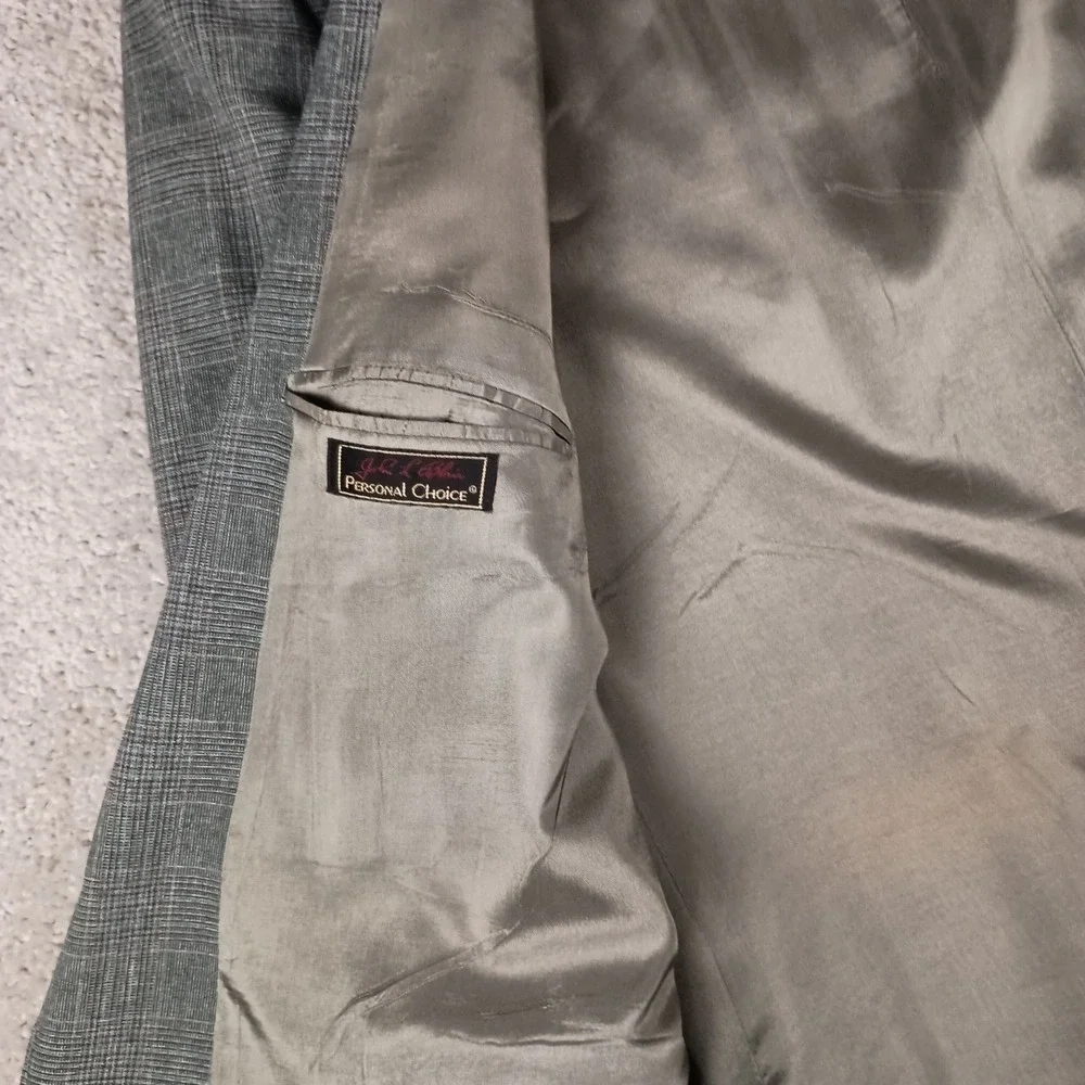 Vintage 70s/80s John Blair 48L 42x34 Glen Plaid Suit - 2 Piece Gray Retro Suit